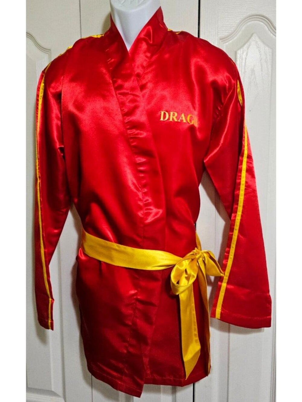 Ivan Drago Rocky IV Boxing Robe Costume Adult Red Satin Soviet USSR Men Medium